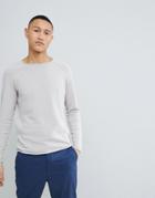 Selected Homme Knitted Sweater With Roll Hem Detail - Gray