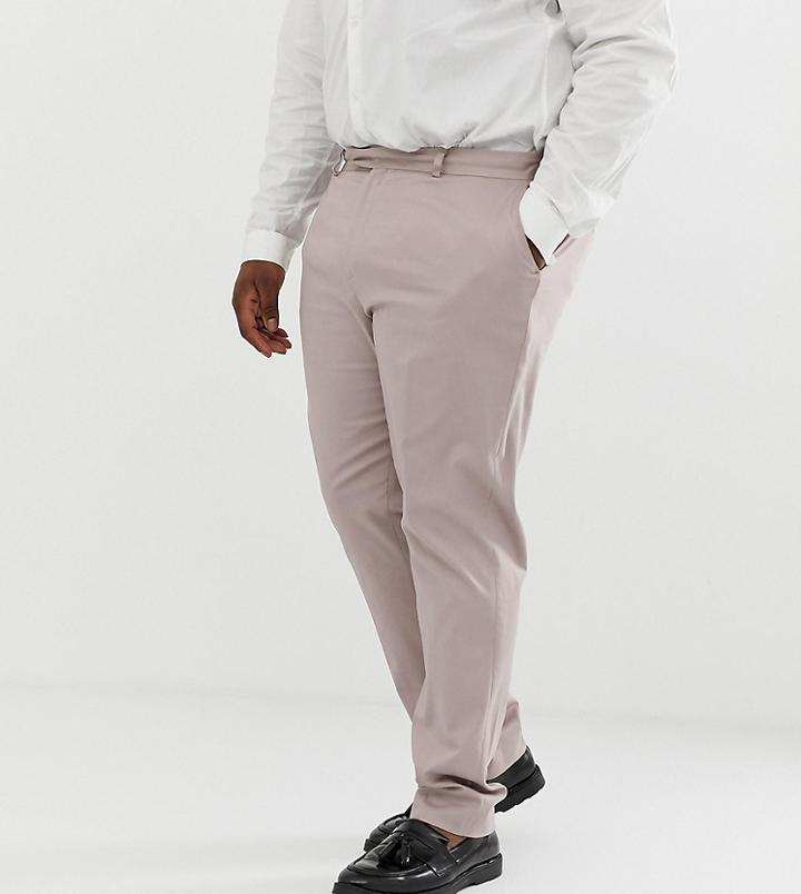 Asos Design Plus Wedding Skinny Stretch Cotton Suit Pants In Mink-beige