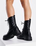 Public Desire Outstanding Chunky Flat Ankle Boots In Black