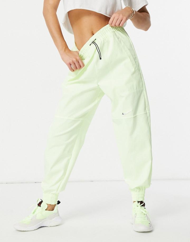 Nike Swoosh Woven Joggers In Neon Yellow