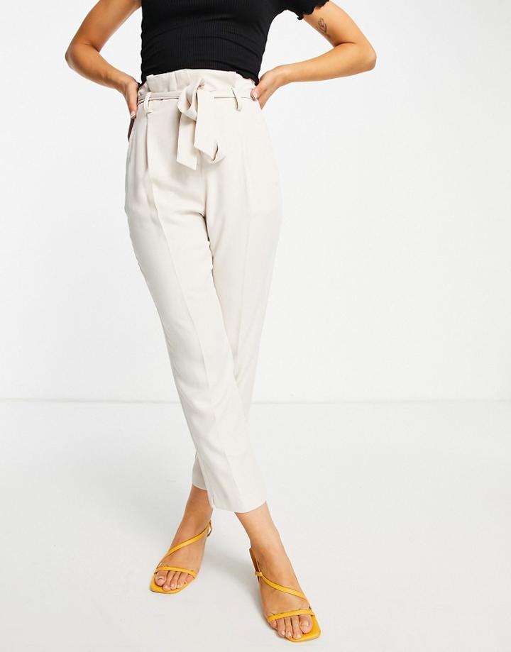 Miss Selfridge Paperbag Pants In Stone-neutral