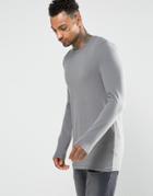 Asos Longline Muscle Long Sleeve T-shirt In Gray - Gray