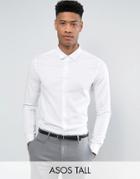 Asos Tall Skinny Smart Twill Shirt In White - White
