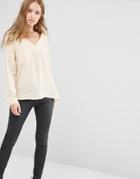Y.a.s Fan Blouse With Pocket Detail - Cream