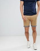 Brave Soul Contrast Turn Up Chino Shorts - Stone