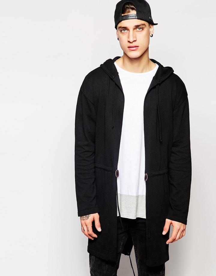 Asos Longline Knitted Parka - Black