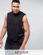 Asos Plus Sleeveless T-shirt With Dropped Armhole In White - Black