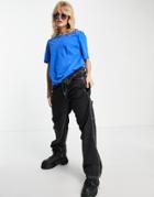Only Crewneck T-shirt In Bright Blue