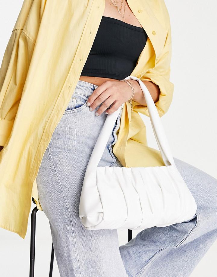 Asos Design Shoulder Bag With Ruched Detail In White