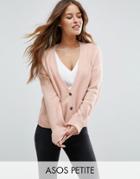Asos Petite Cardigan In Wool Mix With Pockets - Pink