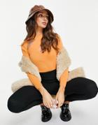 Asos Design Sweater With Crossover Neck Detail In Orange