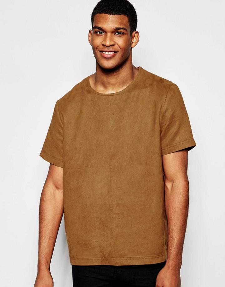Asos Suedette T-shirt In Camel - Camel
