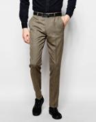 Asos Slim Suit Trousers In Brown Tweed - Brown