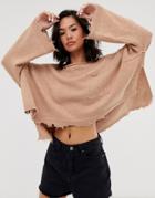Free People Prism Solid Lighweight Knitted Sweater-pink