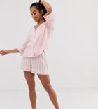 Asos Design Petite Mix & Match Stripe Pyjama Short In 100% Modal - Pink