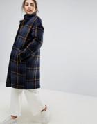 B.young Check High Neck Coat - Multi