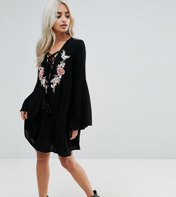 Sisters Of The Tribe Petite Embroidered Dress - Black