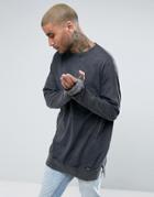 New Look Oversized Sweater With Rips In Washed Stone - Gray