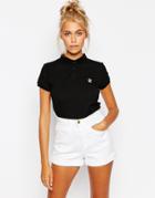 Lazy Oaf Polo T-shirt With Mini Daisy Embroidery - Black