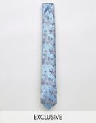 Noose & Monkey Jacquard Blade Tie In Floral Print - Blue