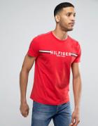 Tommy Hilfiger Stripe Logo T-shirt In Red - Red