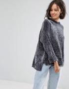 Pull & Bear Chenille Oversized Sweater - Gray