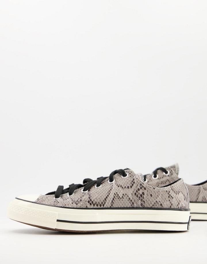 Converse Chuck 70 Ox Archive Reptile Leather Sneakers In Dark Gray-grey