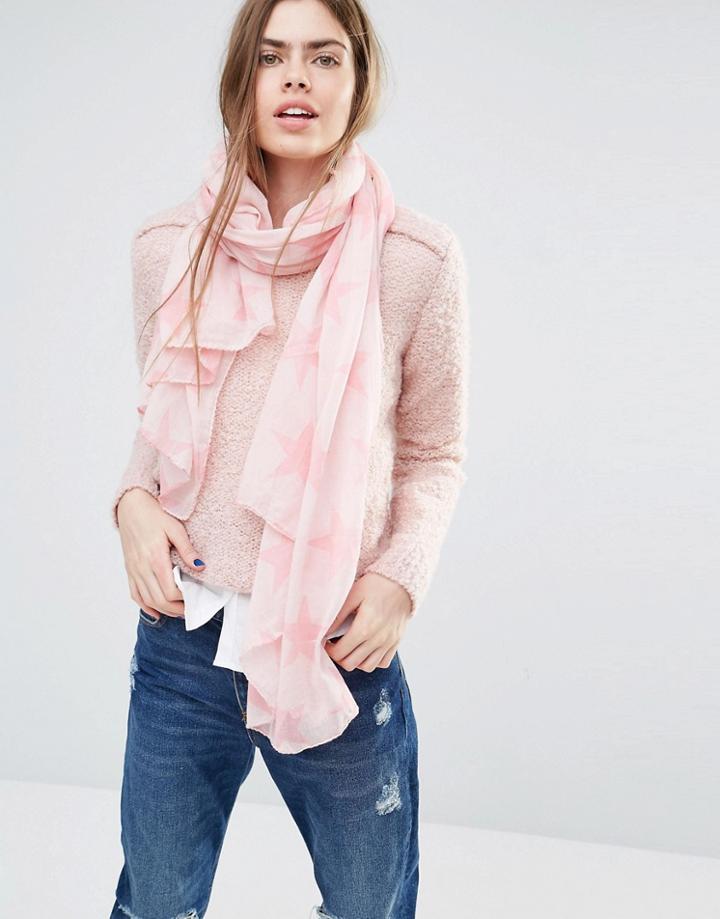 Becksondergaard Star Print Scarf With Pink Stars - Pink