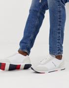 Tommy Hilfiger Leather Material Mix Logo Sneaker In White - White