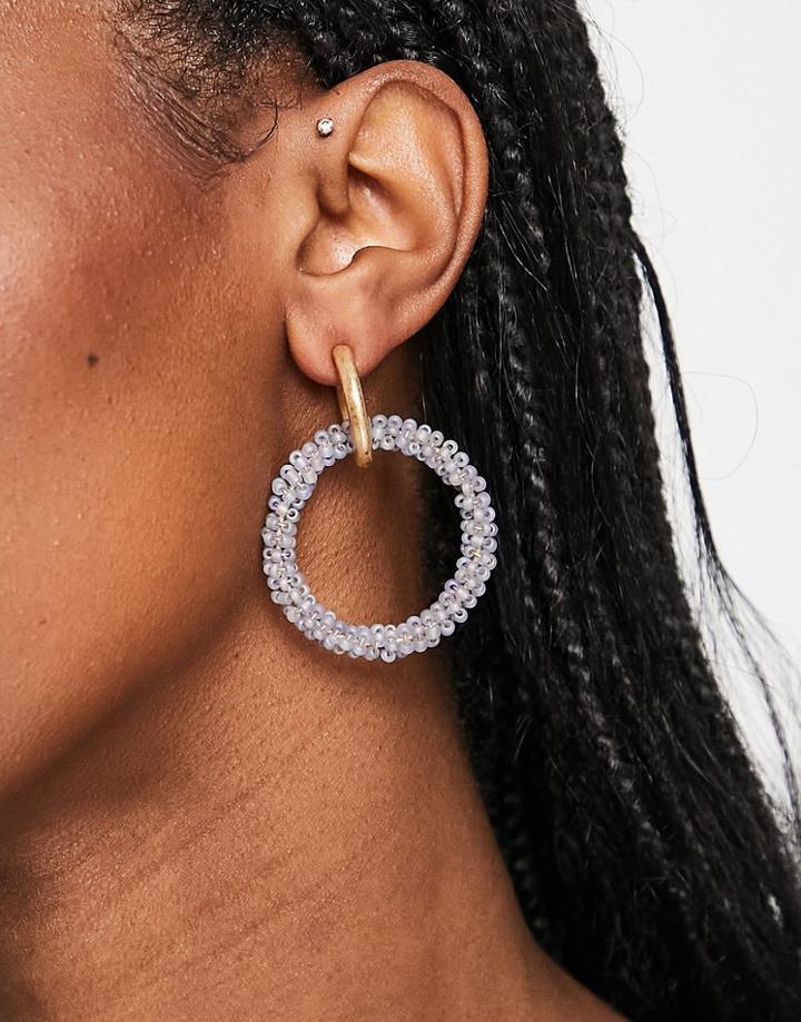 South Beach Beaded Double Hoop Earrings In Blue