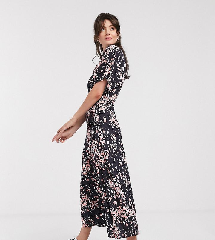 Whistles Exclusive Wrap Jersey Midi Dress In Polka Dot In Pink
