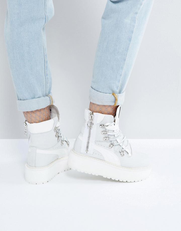 Puma X Fenty By Rihanna Sb Eyelet Flatform Boot - White