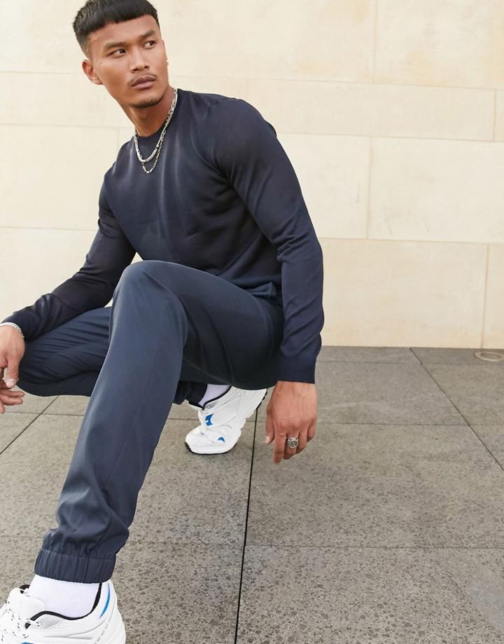 Asos Design Skinny Smart Sweatpants In Navy