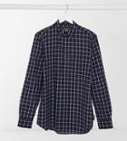 French Connection Tall Cotton Large Check Shirt In Navy