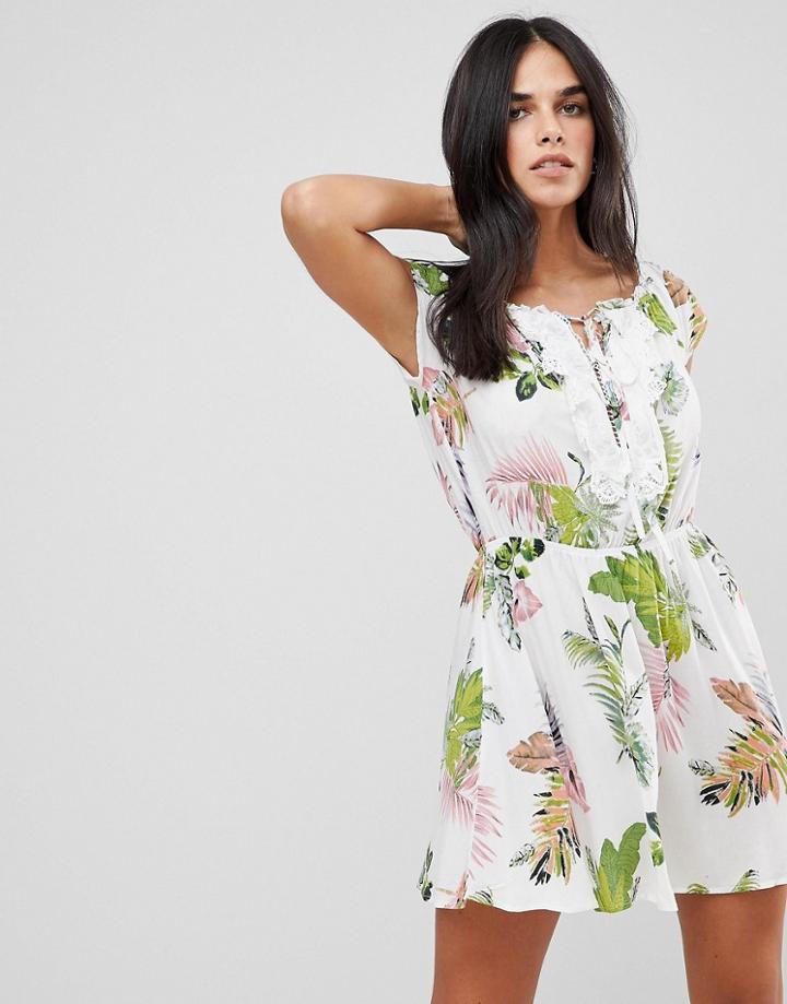 Ax Paris Off The Shoulder Printed Dress - Navy