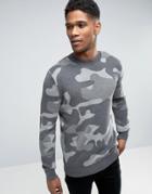 New Look Camo Sweater In Gray - Gray
