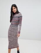 Deby Debo Laurianne Roll Neck Knit Midi Dress - Purple