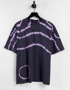 Asos Design Oversized T-shirt In Circle Tie Dye In Charcoal-grey