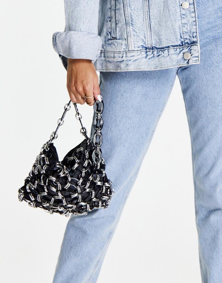 Topshop Acrylic Chain Shoulder Bag In Black