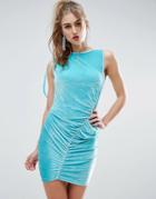 Asos Ruched Velvet Mini Dress - Blue