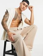 Asos Design Oversized Open Tank In Beige-neutral