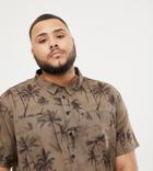 Another Influence Plus Dark Palm Print Shirt - Brown