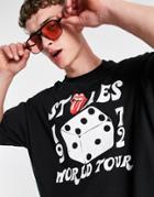 Asos Design Oversized T-shirt With Rolling Stones Print In Black