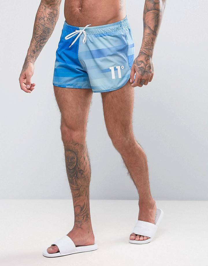 11 Degrees Runner Swim Shorts In Super Short - Blue