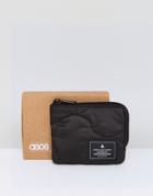 Asos Zip Around Wallet In Black Quilted Design - Black