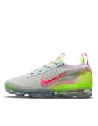Nike Air Vapormax 2021 Flyknit Sneakers In Photon Dust/hyper Pink-grey