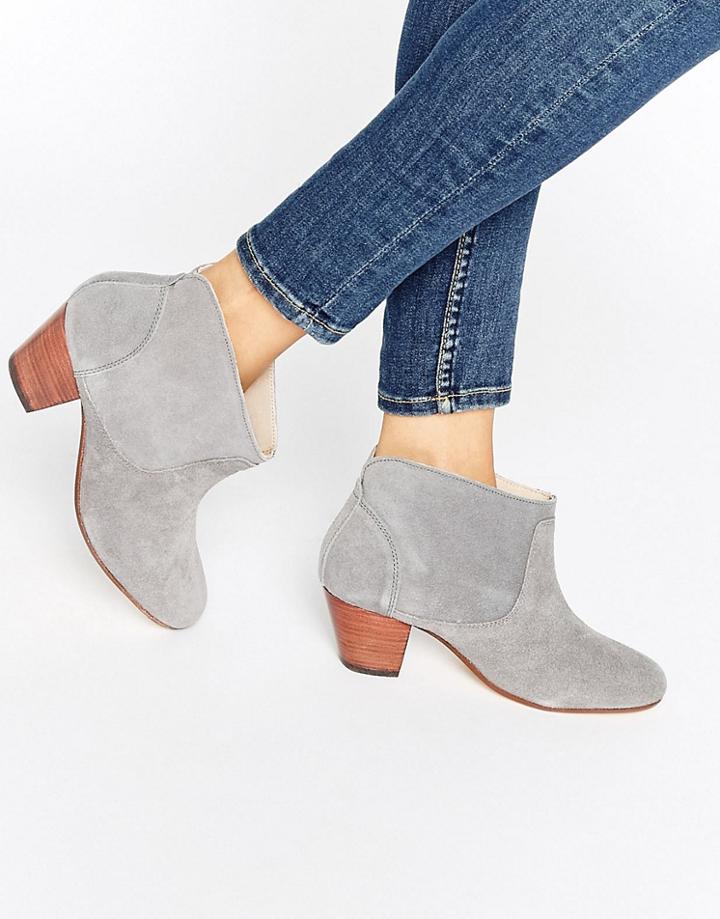 Hudson London Kiver Slate Suede Mid Ankle Boots - Gray