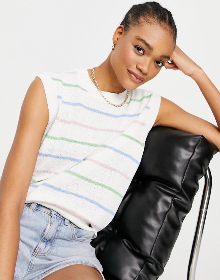 Lost Ink Knitted Tank In Spaced Rainbow Stripe-multi