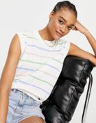Lost Ink Knitted Tank In Spaced Rainbow Stripe-multi