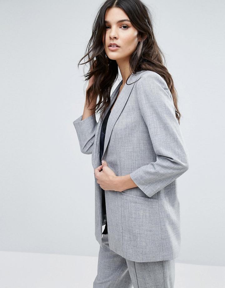 Y.a.s Lady Long Line Blazer - Gray